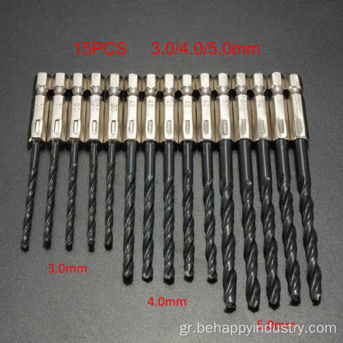 15pcs HSS Twist Drills για μέταλλο